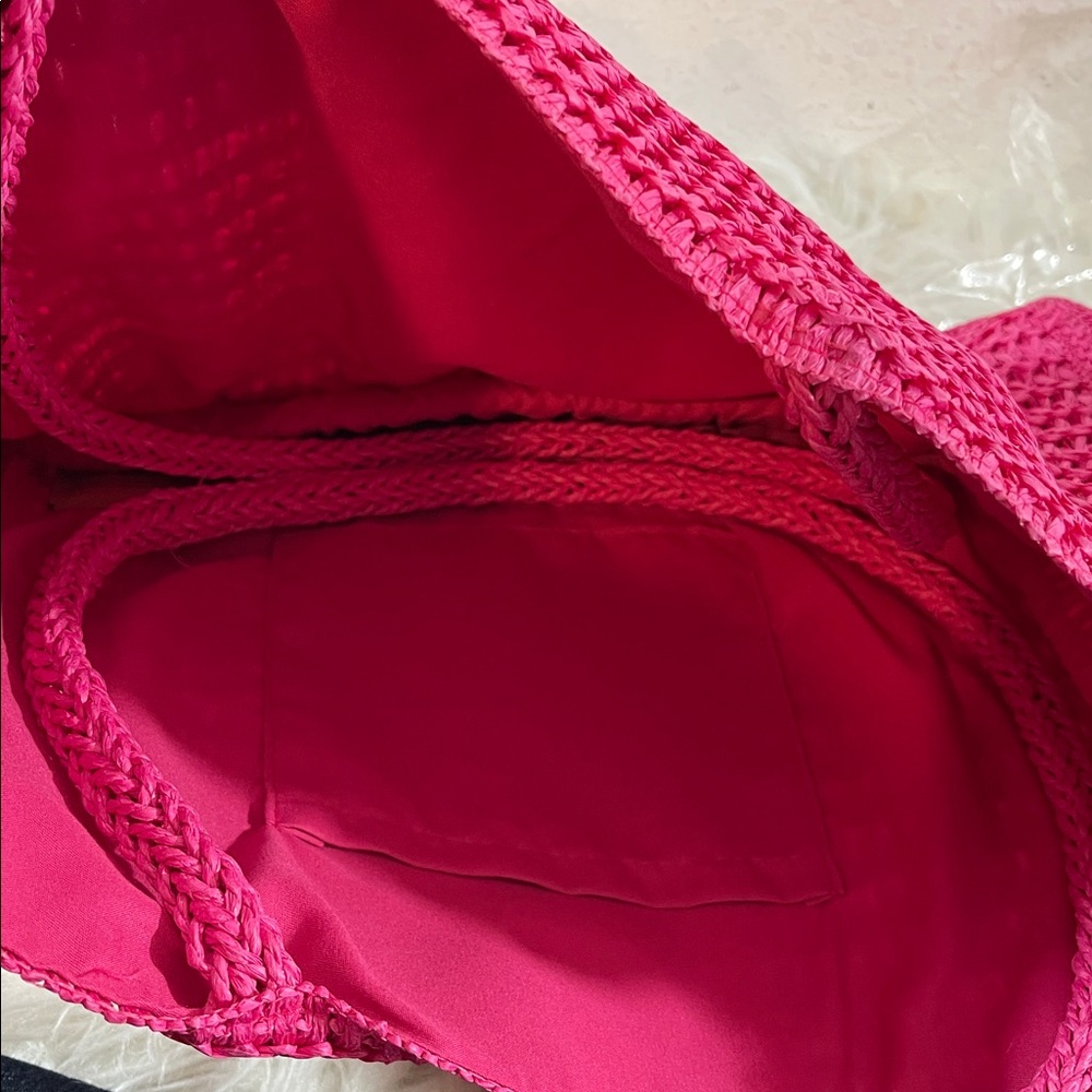 Juicy Couture Pink Weave Straw Tote Bag NWT NEW - Picture 4 of 6